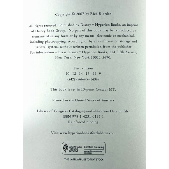 The Titan's Curse By Rick Riordan 2007 First Edition/Print Hardback Book - Picture 5 of 8